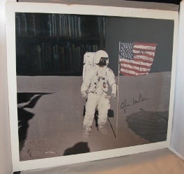 Item #23693 Photograph of the Moonwalker on the Moon. Signed By Mitchell. Astronaut Photograph,...