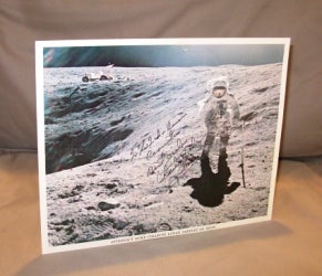 Item #25975 Astronaut [Charlie} Duke collects Lunar Samples on Moon. Signed Astronaut Photo
