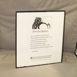 Item #26962 Broadside Excerpt from "Geo-Bestiary." Jim Harrison